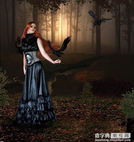 Photoshop 合成昏暗森林里的女巫25
