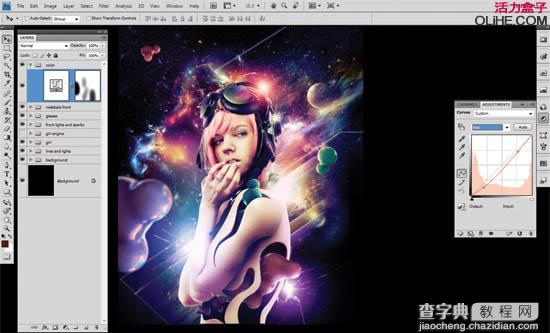 PS合成炫酷科幻星光美女海报教程56