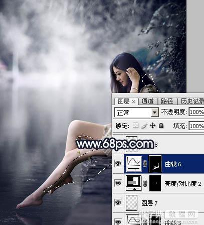 Photoshop为水景人物图片调制出梦幻的暗蓝色色调44