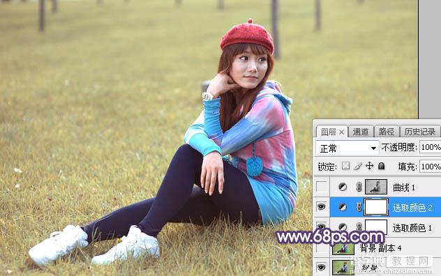 Photoshop将草地人物图片打造梦幻的秋季淡黄色9