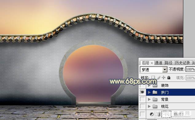 Photoshop合成唯美的江南古典园林拱门美景教程3