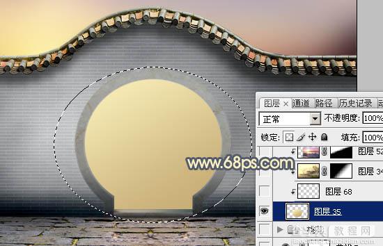 Photoshop合成唯美的江南古典园林拱门美景教程29