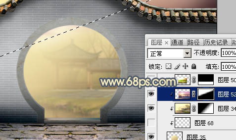 Photoshop合成唯美的江南古典园林拱门美景教程34