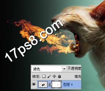 photoshop合成制作出嘴里喷火鼻孔冒白烟的变异猫咪13