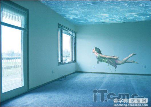 photoshop 将室内变成泳池并创意合成游泳的美女24
