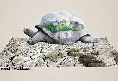 photoshop将城堡乌龟沙漠合成生态保护壁纸海报效果26