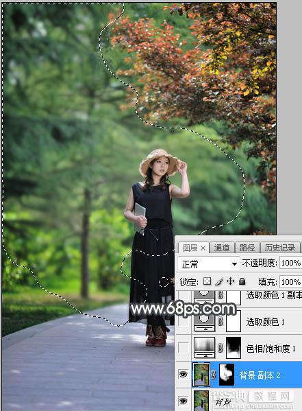Photoshop将树林人物图片调制出梦幻的秋季黄褐色3