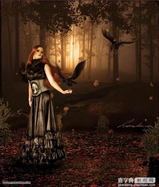 Photoshop 合成昏暗森林里的女巫1