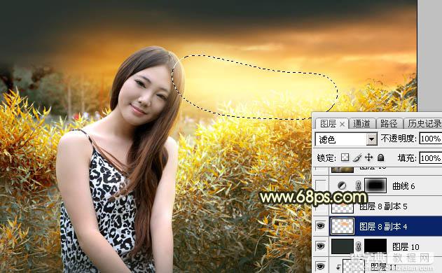 Photoshop将绿竹边的人物图片调出唯美的秋季霞光色36