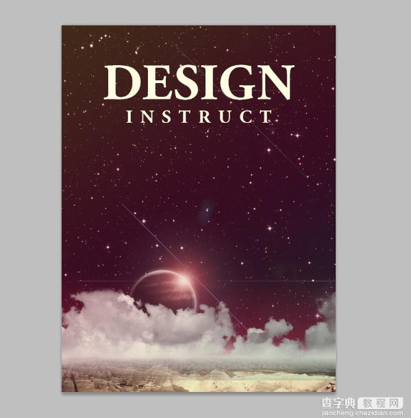 Photoshop设计繁星点点的复古风格行星海报教程28