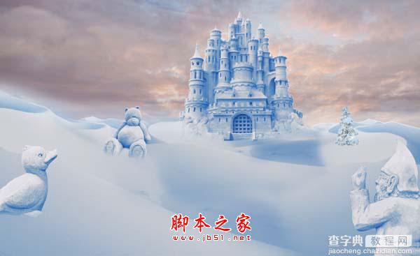 photoshop合成制作漂亮的雪景卡通乐园49