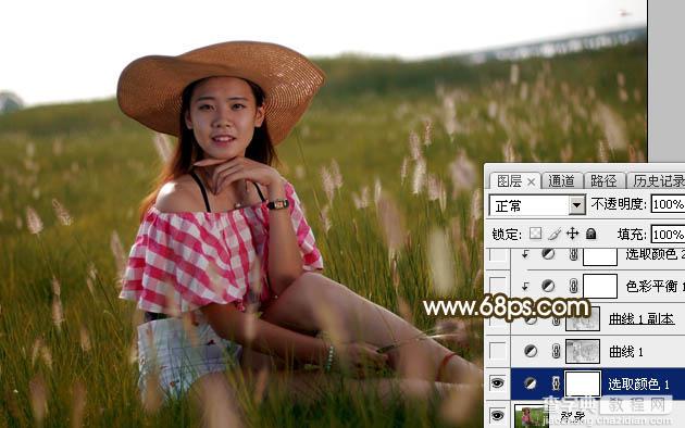 Photoshop调制出暗调晨曦阳色光原野草地上人物图片6