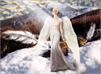 Photoshop合成梦幻唯美的雪山上白色天使12