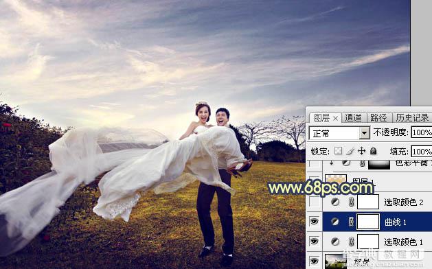 Photoshop调出大气的晨曦暖色外景婚片7