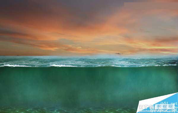 Photoshop合成海洋巨龟驮着岛在水上漂浮的效果图15
