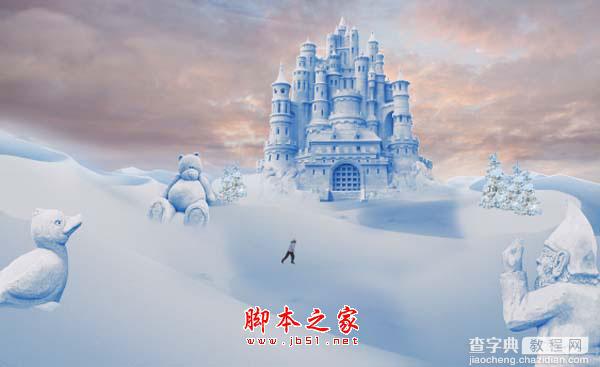 photoshop合成制作漂亮的雪景卡通乐园56