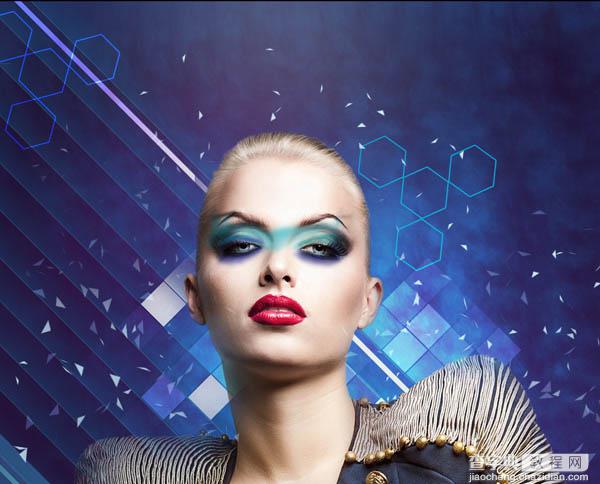 Photoshop设计打造绚丽的蓝色潮装人物海报109