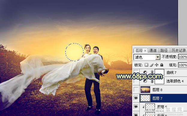 Photoshop调出大气的晨曦暖色外景婚片35