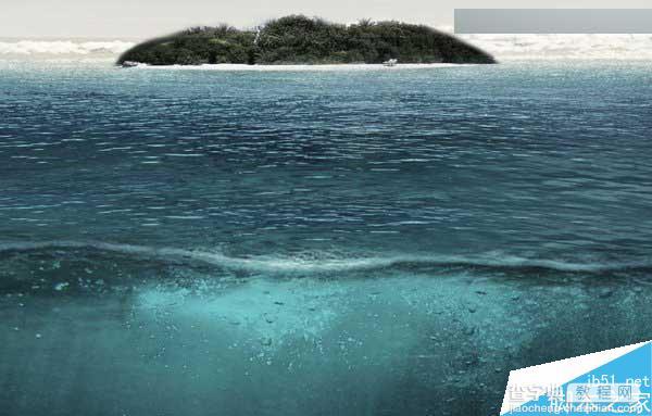 Photoshop合成海洋巨龟驮着岛在水上漂浮的效果图22