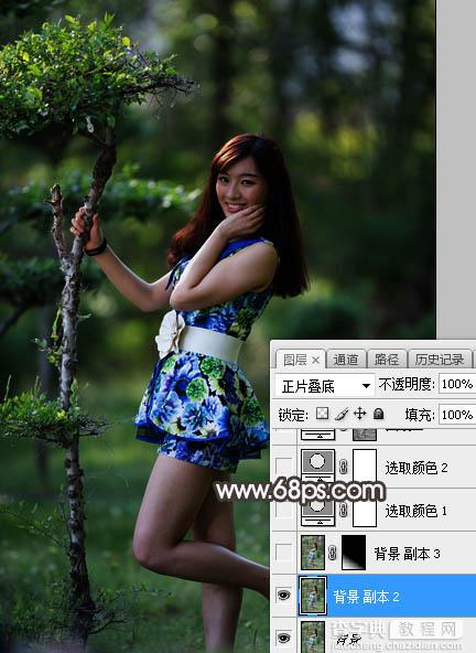Photoshop将树林人物图片打造梦幻的红褐色3
