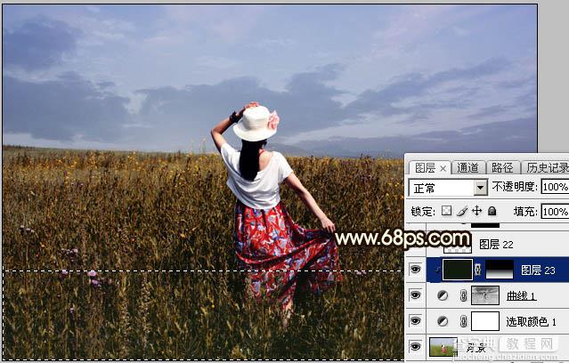 Photosho调制出大气的黄褐色霞光草原人物图片10