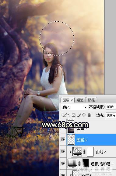 Photoshop调制出唯美的深秋暗黄色树林人物图片46