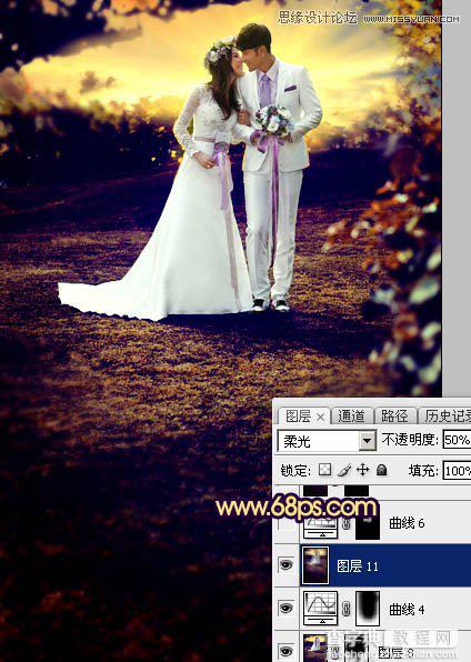 Photoshop调出梦幻紫色效果的外景婚纱照教程41