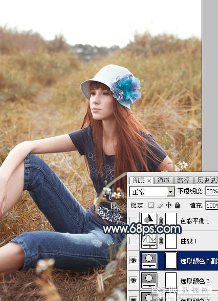 Photoshop调制出柔和的晨曦霞光草丛人物图片17