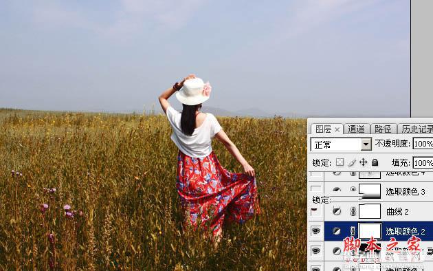 Photoshop为草原人物图片打造偏灰的秋季黄褐色9