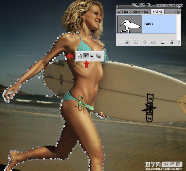 Photoshop合成从水花中冲出抱着滑板的海边美女6