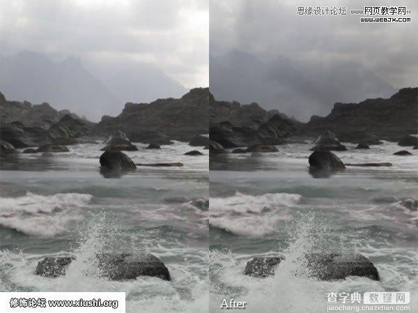 Photoshop合成制作梦幻的海边在坐岩石上的美女图片教程9