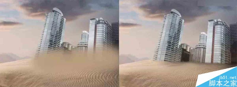 Photoshop合成创意风格被沙丘淹没的荒废城市场景8