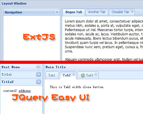 jQuery EasyUI 开源插件套装 完全替代ExtJS1