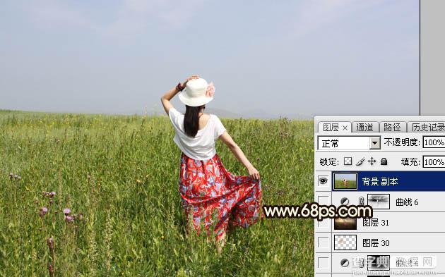 Photosho调制出大气的黄褐色霞光草原人物图片16