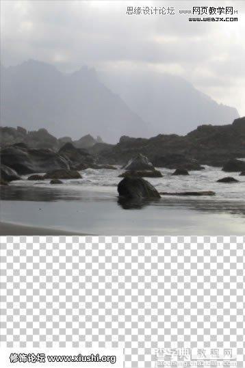 Photoshop合成制作梦幻的海边在坐岩石上的美女图片教程2