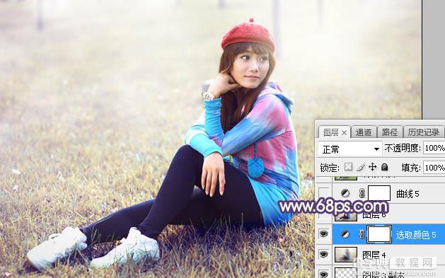 Photoshop将草地人物图片打造梦幻的秋季淡黄色38