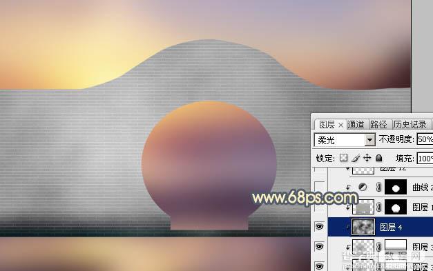 Photoshop合成唯美的江南古典园林拱门美景教程14