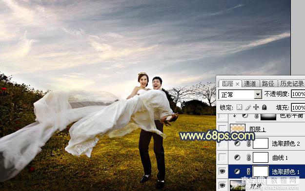 Photoshop调出大气的晨曦暖色外景婚片5