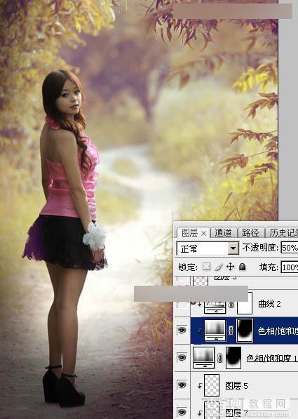 Photoshop如何调出公园女孩秋季暖色效果教程32