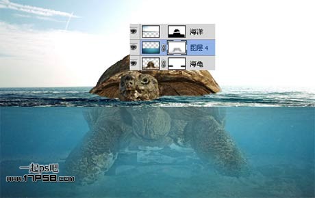 photoshop合成制作海龟岛­自然场景15