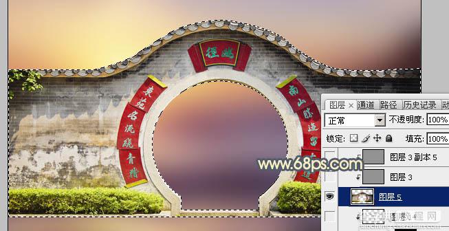 Photoshop合成唯美的江南古典园林拱门美景教程9