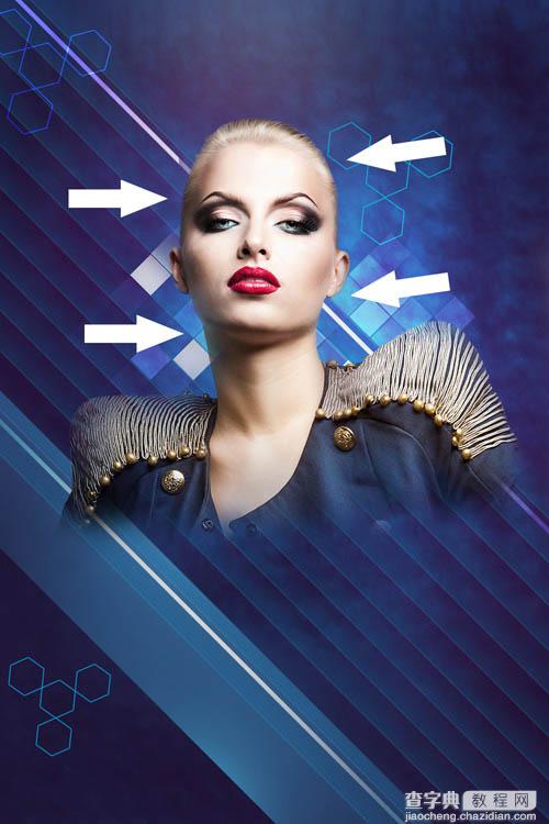 Photoshop设计打造绚丽的蓝色潮装人物海报74