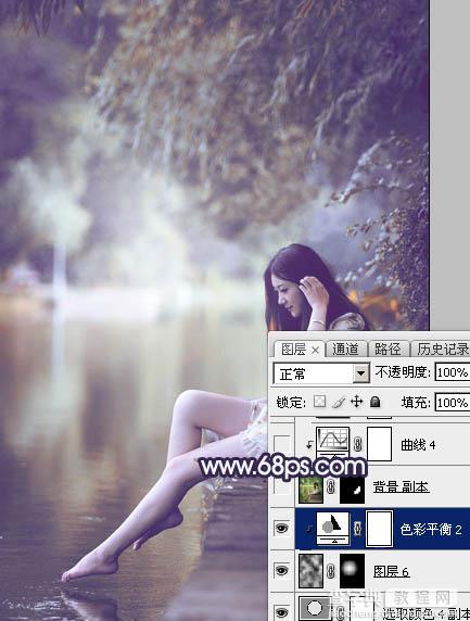 Photoshop为湖景人物图片打造出唯美的淡调蓝紫色39