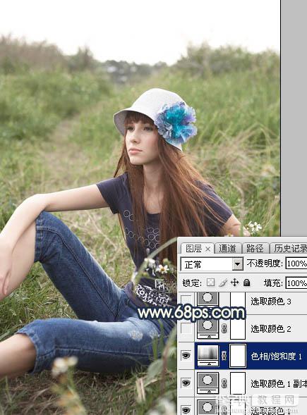 Photoshop调制出柔和的晨曦霞光草丛人物图片10