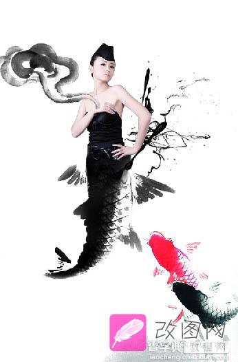 photoshop 简单合成水墨风格的美人鱼6