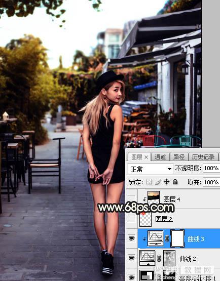 Photoshop调制出明亮的暖色霞光餐厅外的人物图片16