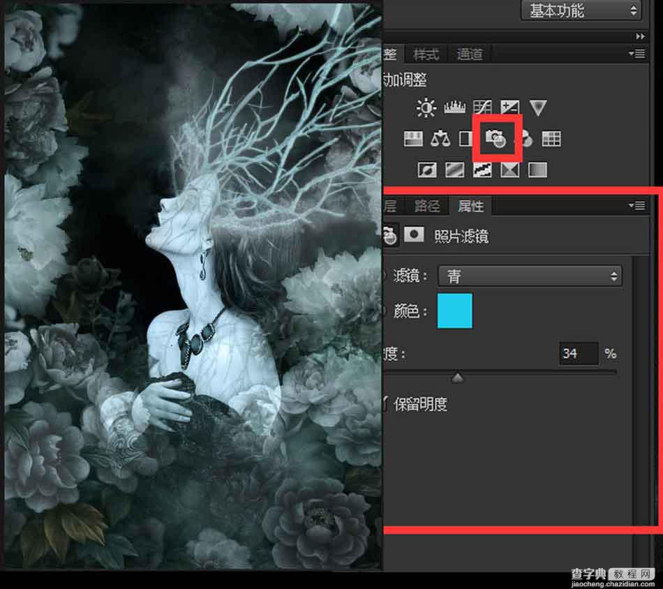 Photoshop合成恐怖主题风格的树妖人像海报23