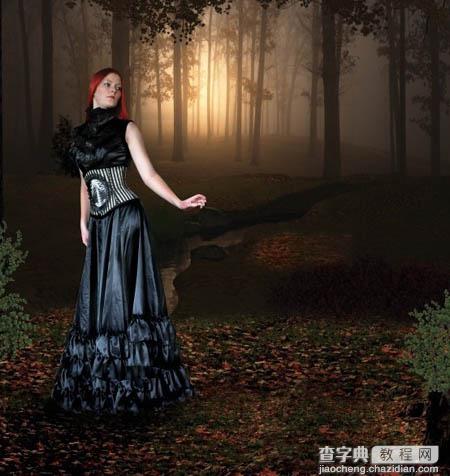 Photoshop 合成昏暗森林里的女巫19