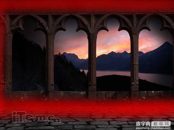 Photoshop下合成城堡外的日落景色15