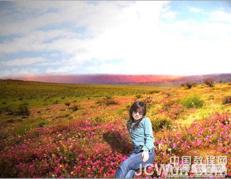 photoshop 坐在绚丽野花中的女孩合成方法10